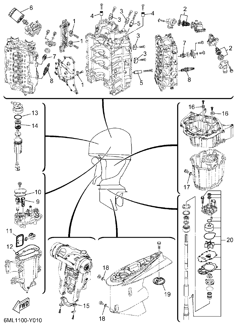 Yamaha F350BST, FL350BST SCHEDULED SERVICE PARTS parts diagram